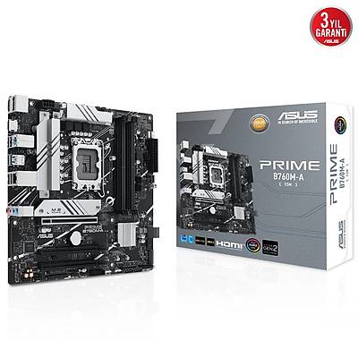 ASUS PRIME B760M-A-CSM INTEL B760 LGA1700 DDR5 7200 HDMI VGA 2X M2 USB3.2 AURA RGB 2.5GBT LAN MATX ASUS 5X PROTECTION III UCRETSZ UZAKTAN YNETM YAZILIMI