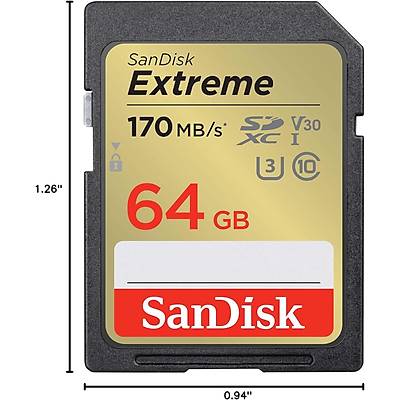 SANDISK SDSDXV2-064G-GNCIN 64GB Extreme microSD UHS I Card 180MB/s - 170MB/s