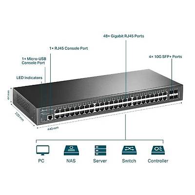 TP-LINK TL-SG3452 JETSTREAM 48 PORT GIGIBAIT 4 PORT GIGABIT L2 YONETLEBLR SWITCH