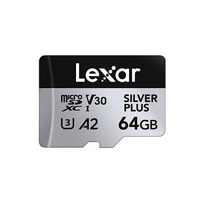 LEXAR 64GB LMSSIPL064G-BNANG MICROSD HIGH-PERFORMANCE SILVER PLUS MICROSDXC UHS-I UP TO 205MB/S READ 100MB/S WRITE C10 A2 V30 U3