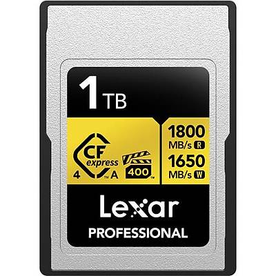 LEXAR 1TB LCAGOLD001T-RNENG CF-EXP PROFESSIONAL CFEXPRESS 4.0 TYPE A CARD GOLD SERIE UP TO 1800MB/S READ 1650MB/S WRITE VPG 400 IP68
