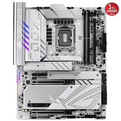 ASUS MB ROG MAXIMUS Z890 APEX INTEL Z890 LGA1851 DDR5 9000 HDMI 2XUSB4 6X M2 USB3.2 WI-FI 7 -BT AURA RGB 5GBIT LAN ATX 22+1+2+2 G�� A�AMALARI THUNDERBOLT 4 QUICK CHARGE 4+ �LE 60W KADAR USB �IKI�I ASUS AI ADVISOR