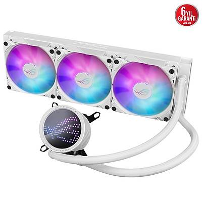 ASUS ROG RYUO III 360 ARGB ANIME MATRIX LED EKRAN ADRESLENEBLR RGB FAN ROG ARGB CPU SOUTUCUSU BEYAZ