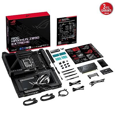 ASUS MB ROG MAXIMUS Z890 EXTREME INTEL Z890 LGA1851 DDR5 8800 HDMI 2XTHUNDERBOLT 5 6X M2 USB3.2 WIFI 7 + BT AURA RGB 10GBT + 2.5GBIT LAN ATX 24+1+2+2 G AAMALARI THUNDERBOLT 5 LCD EKRAN