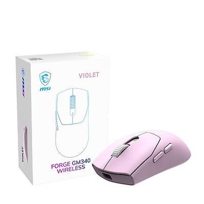 MSI GG FORGE GM340 W VIOLET GAMING MOUSE MAX 12000 DPI 57GR KABLOSUZ OPTIK SENSOR OYUNCU FARESI