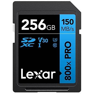 256GB LEXAR LSD0800P256G-BNNNG PROFESSIONAL 800X PRO SDXC UHS-I CARDS UP TO 150MB/S READ 45MB/S WRITE C10 V30 U3