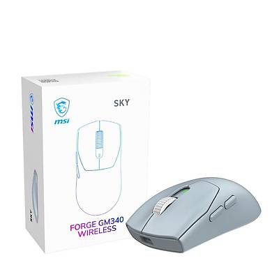 MSI GG FORGE GM340 W SKY GAMING MOUSE MAX 12000 DPI 57GR KABLOSUZ OPTIK SENSOR OYUNCU FARESI