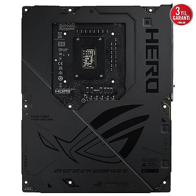 ASUS MB ROG MAXIMUS Z890 HERO INTEL Z890 LGA1851 DDR5 8800 HDMI 2XUSB4 6X M2 USB3.2 WIFI 7 + BT AURA RGB 5GBT + 2.5GBT LAN ATX 22+1+2+2 G AAMALARI THUNDERBOLT 4 NITROPATH DRAM TEKNOLOJS AI OVERCLOCKING