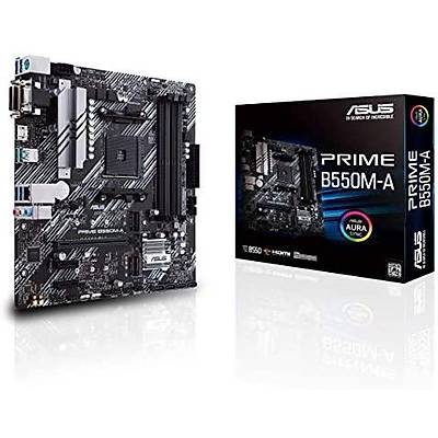 ASUS PRIME B550M-A AMD B550 AM4 DDR4 4400 HDMI DVI VGA ift M2 USB3.2 ARGB mATX PCIe 4.0 ECC RAM Destei