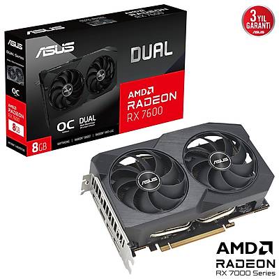 ASUS VGA RADEON RX 7600 DUAL RX7600 O8G V2 8GB GDDR6 128bit OC HDMI 3xDP EKRAN KARTI