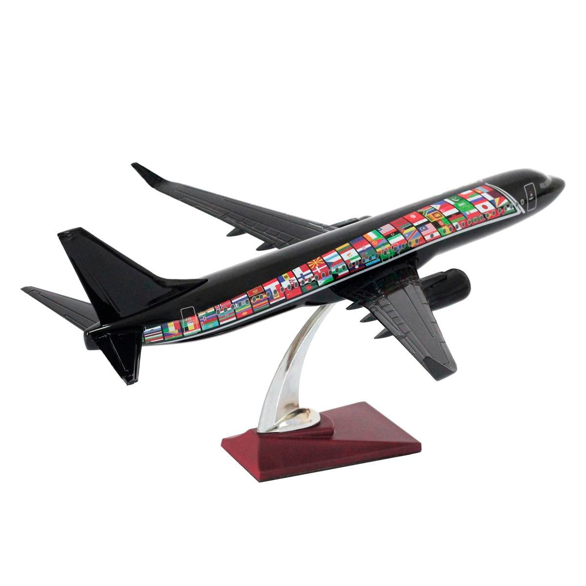 Boeing 737 - 800 1/100 Ölçekli Ülke Bayrakları Temalı Siyah Renkli Maket Uçak