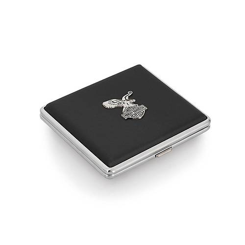 Siyah Deri Harley-Davidson Kartal Metal Sigara Tabakas�