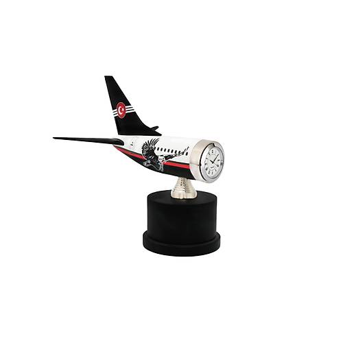 Klasik Saat �zellikli Maket U�ak Kuyru�u Masa �st� Aksesuar Siyah Beyaz Kartal Tasar�m