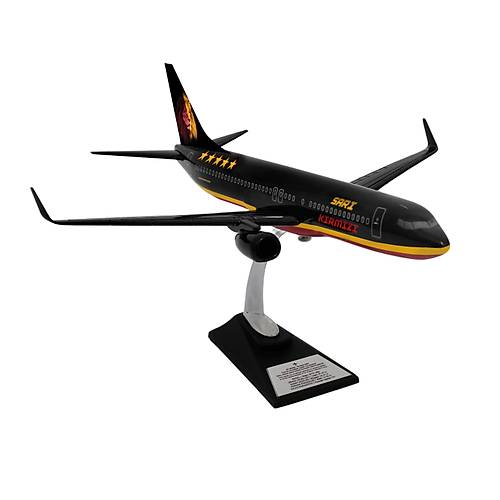 Boeing 737-800 1/100 �l�ek Klasik Aslan Tasar�ml� Siyah Maket U�ak