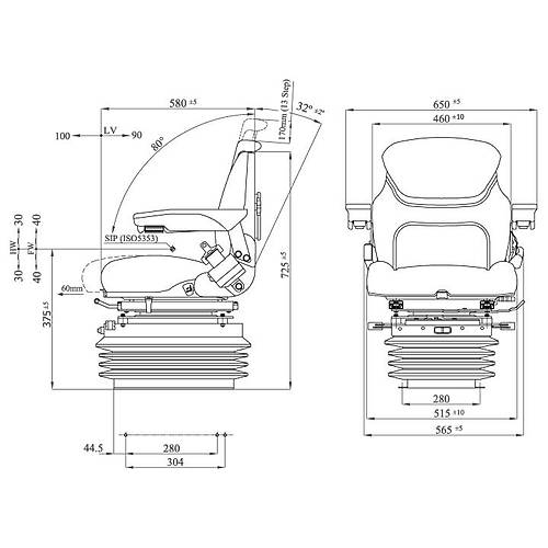 Agromact Air 12/24 Volt Serisi Traktr Koltuk