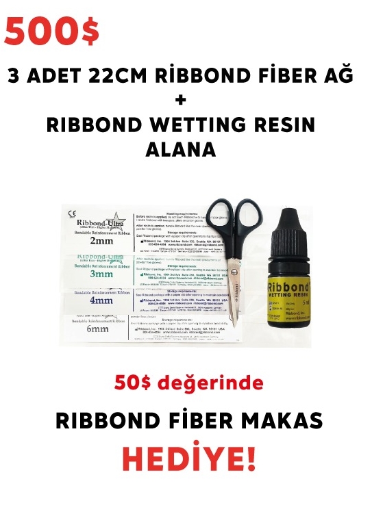 3 Adet 22 Cm Ribbond Fiber Ağ + Ribbond Wetting Resin Alana Ribbond