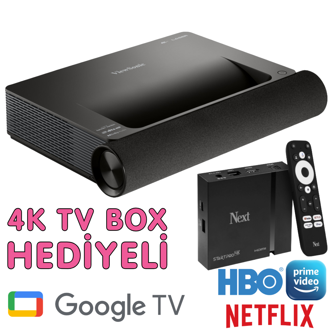 VIEWSONIC X2000B-4K 3840x2160 4K 2000 Ansi Lumen Ultra Kısa Mesafe LAZER Ev Sineması Projeksiyonu (Siyah)