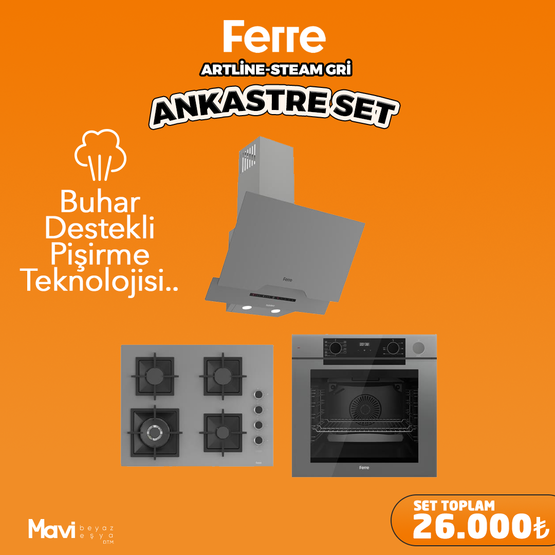 Ferre Artline Steam Gri Ankastre Set