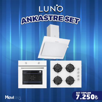 LUNO Beyaz Cam Ankastre Set Turbo