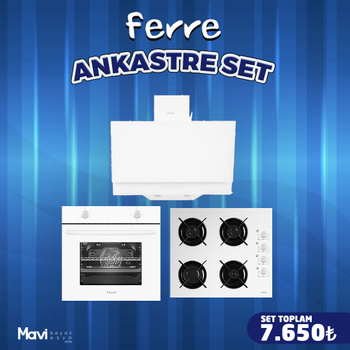Ferre White Lizbon Beyaz Cam Ankastre Set