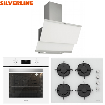 Silverline Ankastre Set Beyaz Renk Cam Dijital Ekran