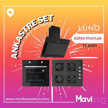 LUNO Siyah Cam Ankastre Set Turbo