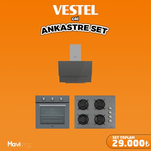 Vestel Gri Cam Ankastre Set