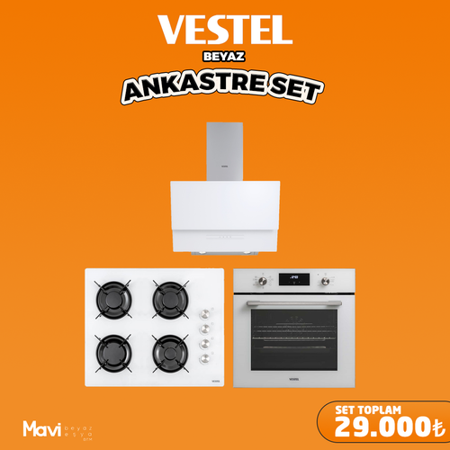 Vestel Eik Beyaz Cam Ankastre Set 1