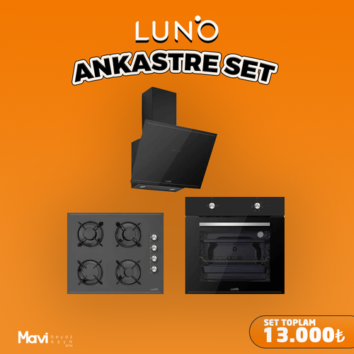 LUNO Siyah Cam Ankastre Set Turbolu
