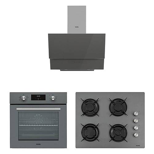 Vestel Gri Cam Ankastre Set