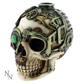 Nemesis Steampunk Skull Candle Holder Mumluk Kutu