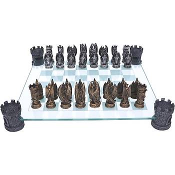 Kingdom Of The Dragon Chess Set 43cm Dekoratif Satran Takm
