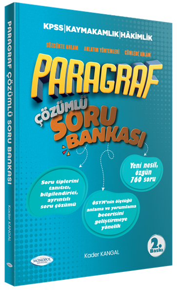 Monopol Tüm Sınavlar İçin Paragraf Soru Bankası Çözümlü - Kader Kangal Monopol Yayınları