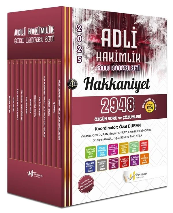 VİP Hukuk 2025 HAKKANİYET Adli Hakimlik Soru Bankası Seti Çözümlü VİP Hukuk Yayıncılık