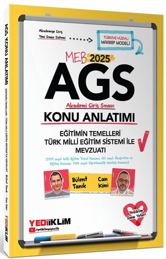 Yediiklim Yayınları 2025 MEB AGS Eğitimin Temelleri - Türk Milli Eğitimi Sistemi ile Mevzuatı Konu Anlatımı