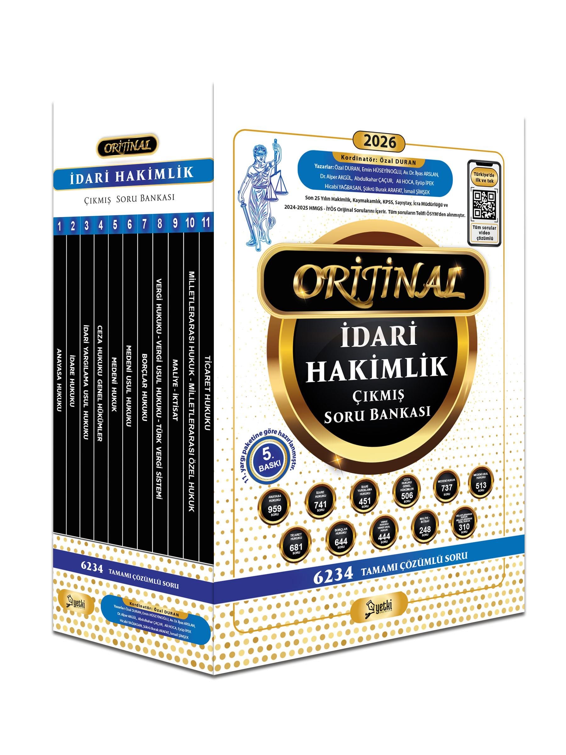 Orijinal İdari Hakimlik Çıkmış Soru Bankası Seti Yetki Yayınları 2026