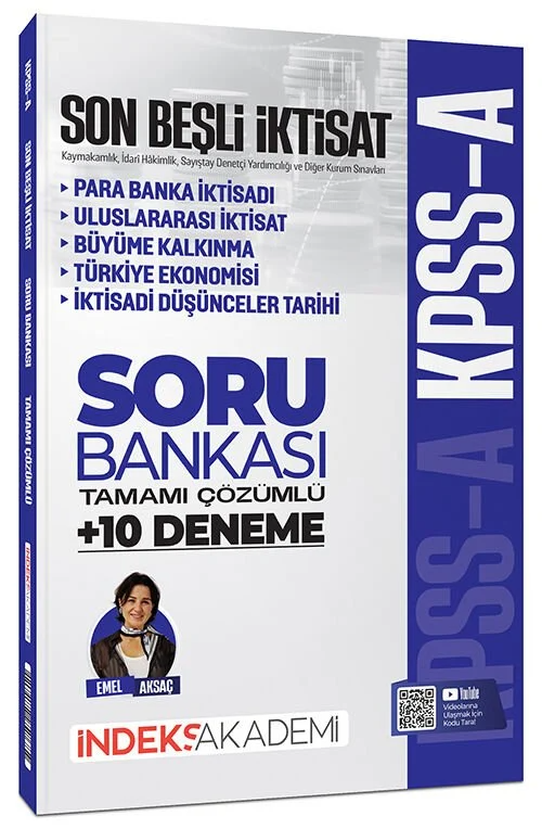 İndeks Akademi 2026 KPSS A Grubu İktisat Son Beşli Soru Bankası ve 10 Deneme Çözümlü Emel Aksaç
