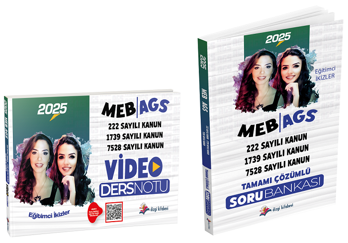 Dizgi 2025 MEB AGS Mevzuat Bilgisi Video Ders Notu + Soru Bankası 2 li Set - Eğitimci İkizler Dizgi Kitap