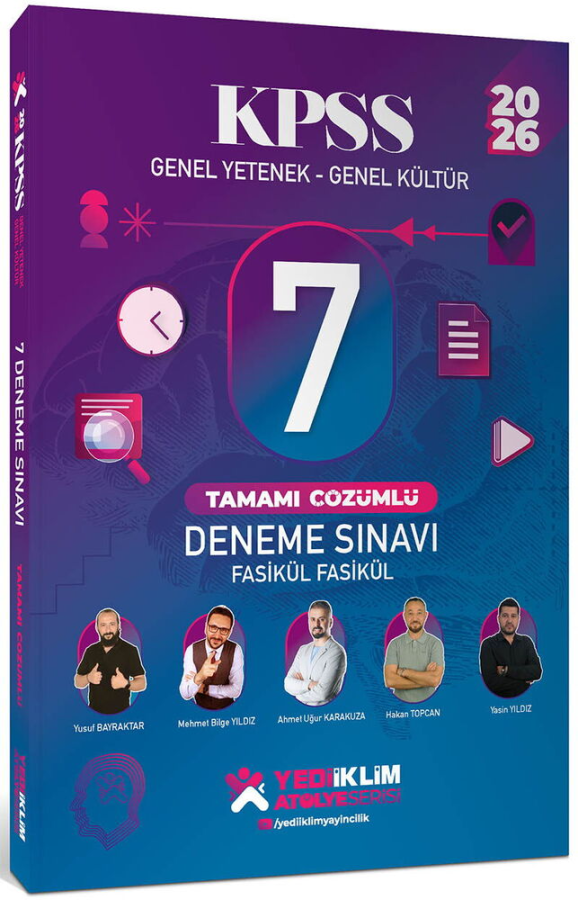 Yediiklim Yayınları 2026 KPSS Atölye Serisi Genel Yetenek Genel Kültür Fasikül Fasikül 7 Deneme Sınavı Tamamı Çözümlü