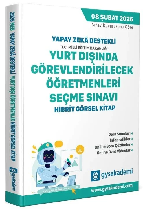 Kitaba Gözat GYS Akademi 2026 Yapay Zeka Destekli Yurt Dışında Görevlendirilecek Öğretmenleri Seçme Sınavı Görsel Hibrit Kitap
