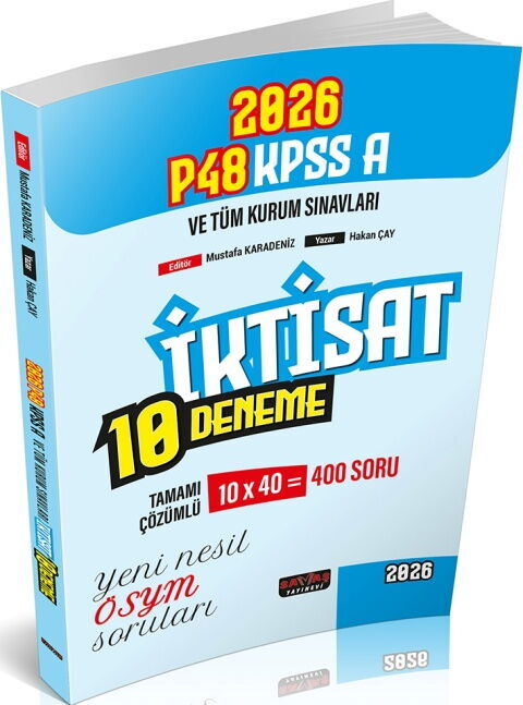 Savaş Yayınları 2026 P48 KPSS A Grubu İktisat 10 Deneme Tamamı Çözümlü Mustafa Karadeniz, Hakan Çay Savaş Yayınevi