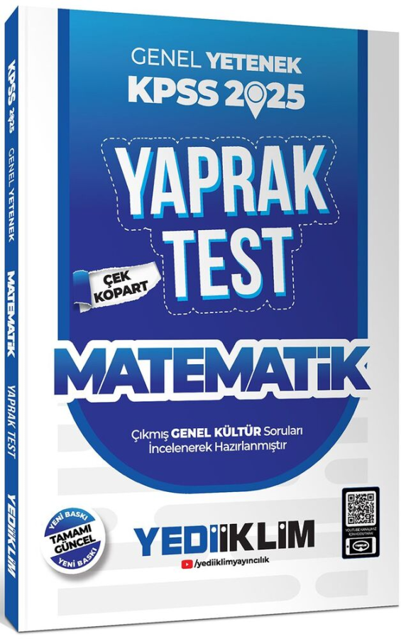 Yediiklim Yayınları 2025 KPSS Genel Yetenek Matematik Çek Kopart Yaprak Test