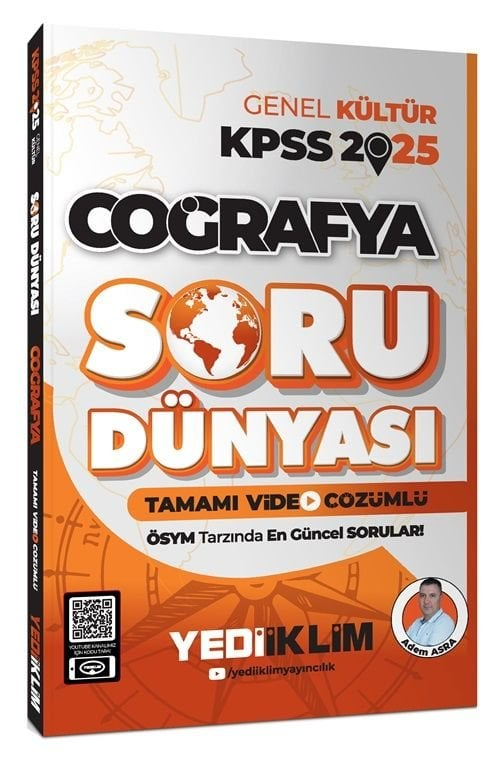 Yediiklim Yayınları 2025 KPSS Genel Kültür Coğrafya Tamamı Video Çözümlü Soru Dünyası