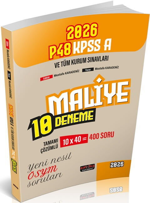 Savaş Yayınları 2026 P48 KPSS A Grubu Maliye 10 Deneme Tamamı Çözümlü Mustafa Karadeniz Savaş Yayınevi