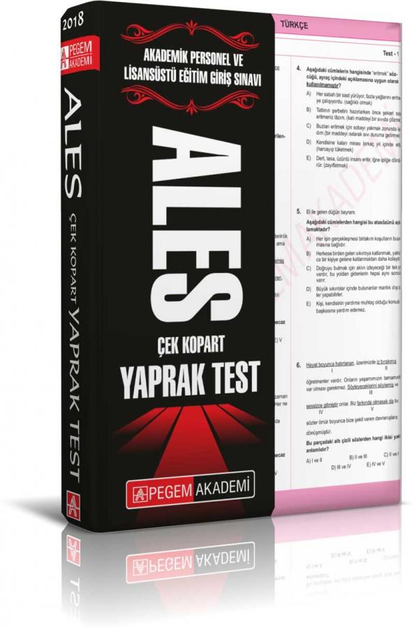 Pegem 2019 ALES Yaprak Test Çek Kopar Pegem Akademi Yayınları