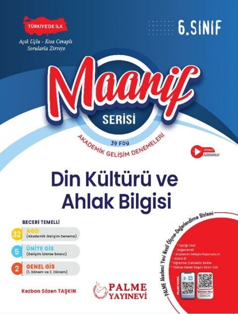 Palme Yayınları 6. Sınıf Maarif Serisi Din Kültürü Ve Ahlak Bilgisi Haftalık Deneme Kezban Sözen Taşkın