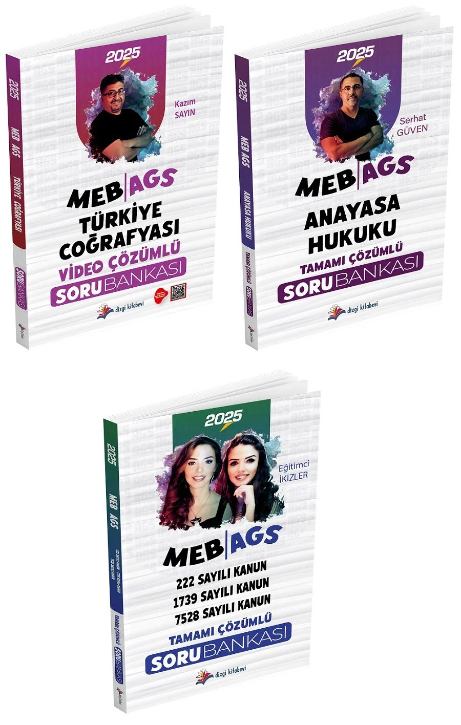 Dizgi 2025 MEB AGS Türkiye Coğrafyası+Anayasa Hukuku+Mevzuat Bilgisi Soru Bankası 3 lü Set Dizgi Kitap