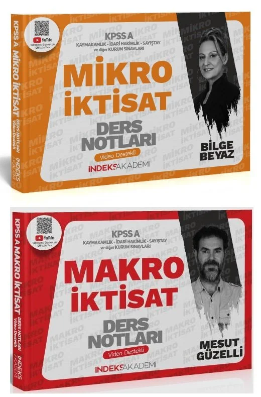 İndeks Akademi 2024 KPSS A Grubu Mikro + Makro İktisat Video Ders Notları 2 li Set- Bilge Beyaz, Murat Güzelli