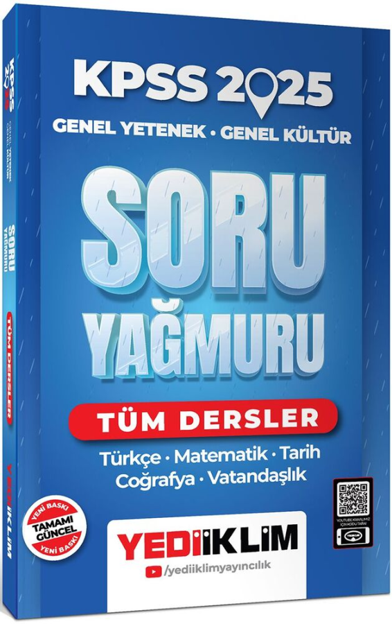 Yediiklim Yayınları 2025 KPSS Genel Yetenek Genel Kültür Tüm Dersler Soru Yağmuru