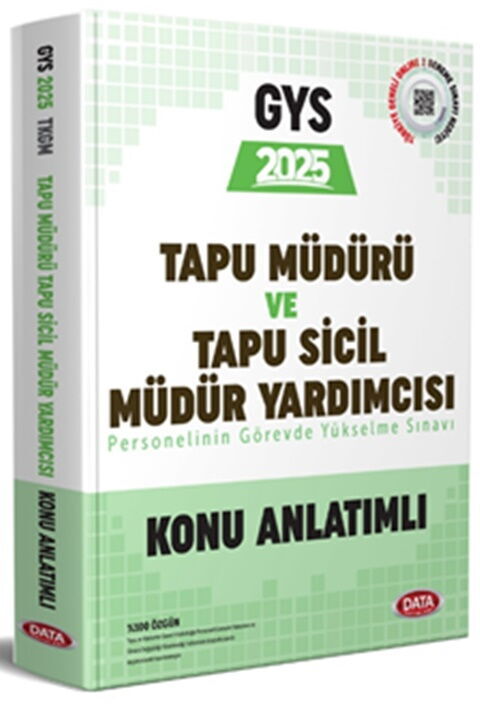 Data Yayınları 2025 Tapu Müdürü - Tapu Sicil Müdür Yardımcısı GYS Konu Anlatımlı Komisyon Data Yayınları